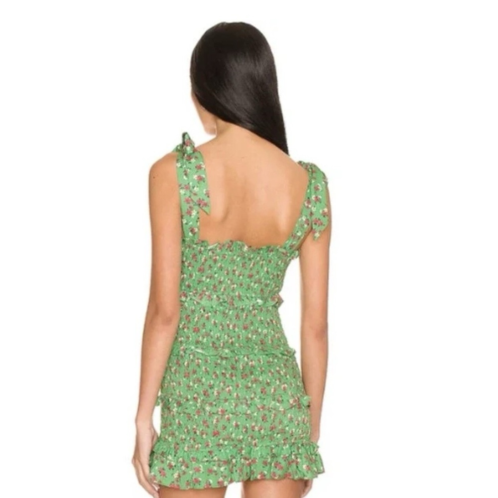 Green Floral Ruffle Mini Dress - Picture 2 of 2
